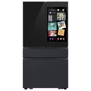 Bespoke 29 cu. ft. Standard Depth 4-Door French Door Refrigerator in Charcoal Glass, Black/Charcoal with AI Family Hub+ | The Home Depot