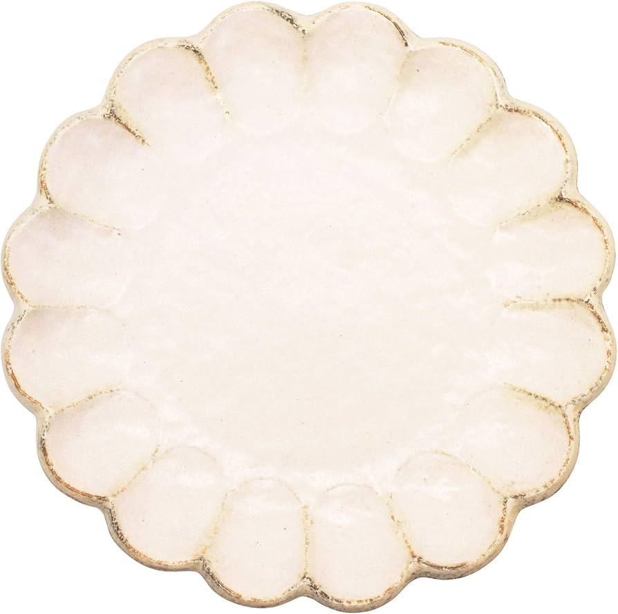 Kaneko Small Soldier Mino Ware 555-0018 Plate, White, Kneaded Rinka 9.4 inches (24 cm) | Amazon (US)