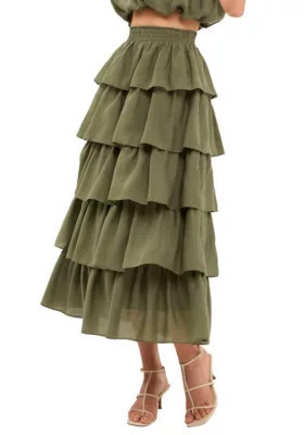 Endless Rose Women's Tiered Midi Skirt, Xs | Belk