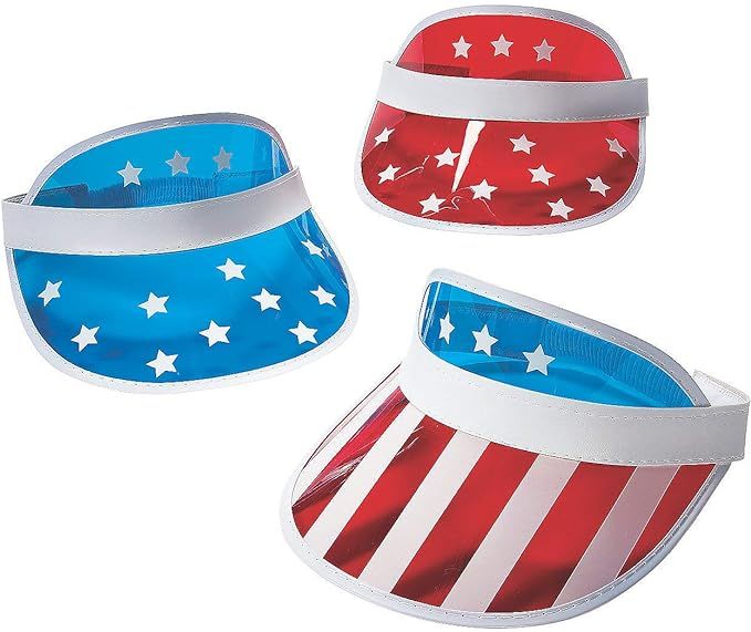 Fun Express USA Patriotic Transparent Visors for Fourth of July - Set of 12 - Apparel Accessories | Amazon (US)