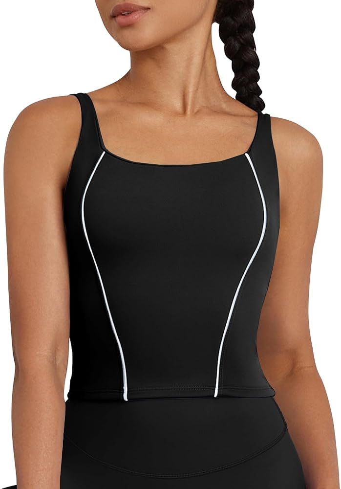 XUNYU Longline Sports Bras for Women Supportive Workout Tank Tops with Built in Bra Running Crop ... | Amazon (US)