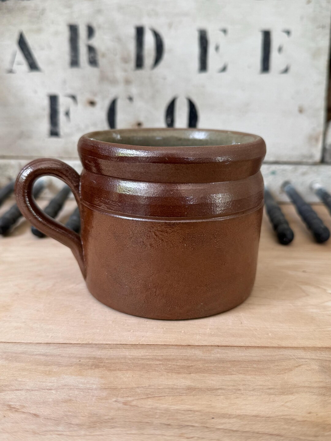 French Vintage Confit Mug Stoneware Pot Rustic Brown Grease Pot Pot à Graisse French Confit Mug ... | Etsy (US)