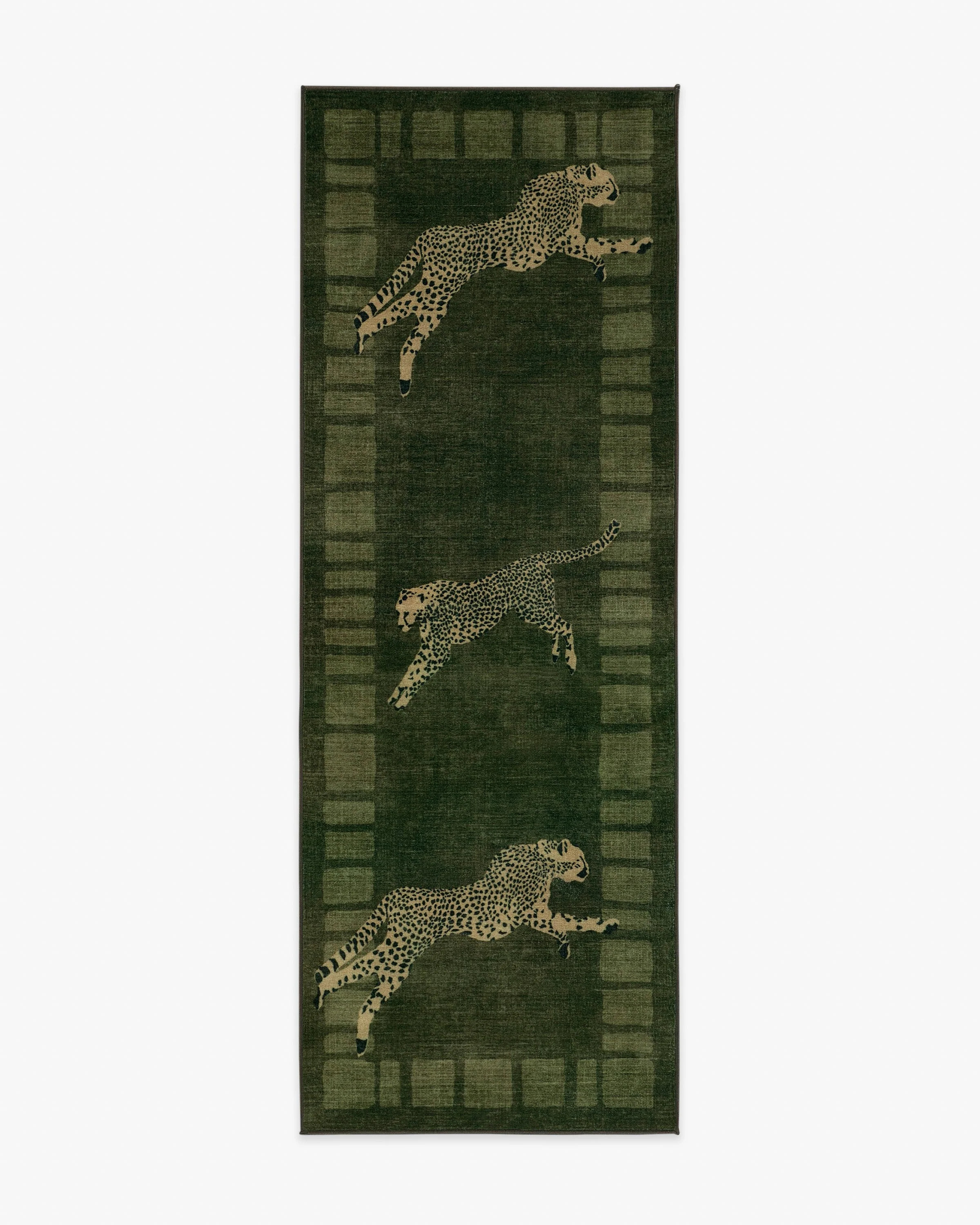 Leaping Cheetah Olive Green Rug by Scalamandré | Ruggable | Ruggable