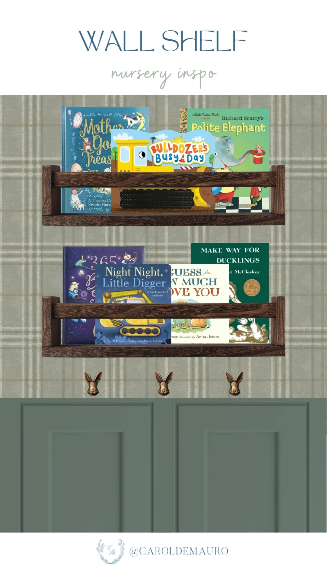 Create a cozy reading nook with these dark wood wall shelves filled with childhood classics like Guess How Much I Love You and Make Way for Ducklings! Your little one will love seeing favorites like Bulldozer's Busy Day and Night Night, Little Digger displayed for easy storytime access.

nursery room finds, bedroom decor, storage tips, organization hacks, book shelf, shelf styling, reading nook, book worm

#LTKU #LTKHome #LTKSeasonal