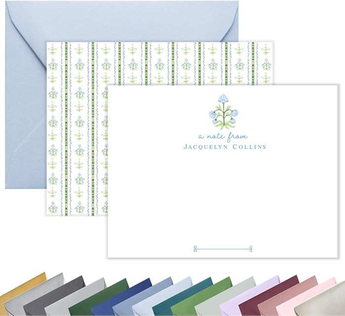 Personalized Chinoiserie Stationery for Women – Blue and White Ginger Jar Topiary Note Cards wi... | Amazon (US)