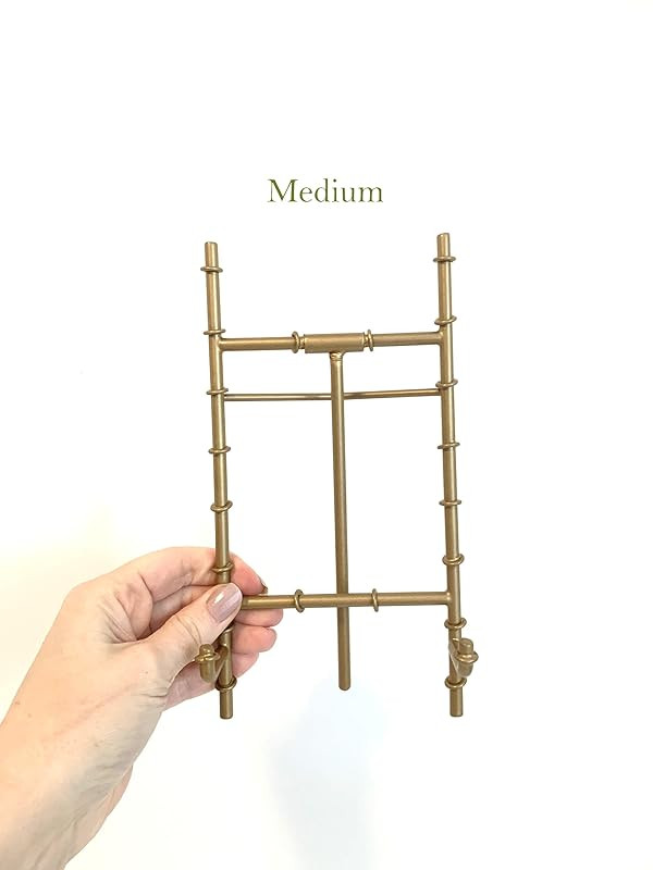 "Antique Gold" Bamboo Easel 3 Sizes Tabletop Stand Style Metal Tripod Brass Table Picture Frame C... | Amazon (US)