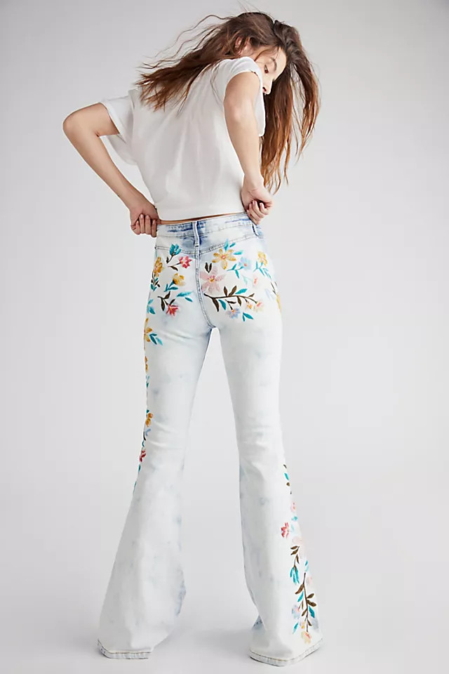 Free People x Driftwood Farrah Embroidered Flare Jeans | Free People (Global - UK&FR Excluded)