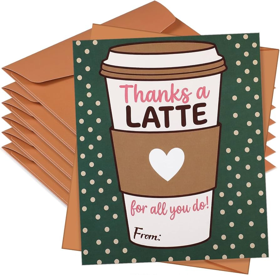 Gueevin 6 Pack Teacher Appreciation Cards with Envelopes and Stickers Latte Theme Thank You Cards... | Amazon (US)