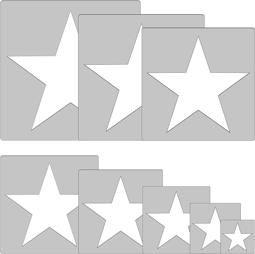 8 Pieces Large Stencil for Painting Star Template 5 Point Star Stencil Reusable Plastic Paint Tem... | Amazon (US)