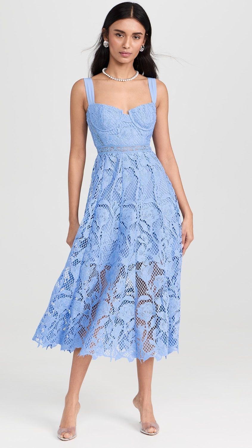 Blue Lace Midi Dress | Shopbop