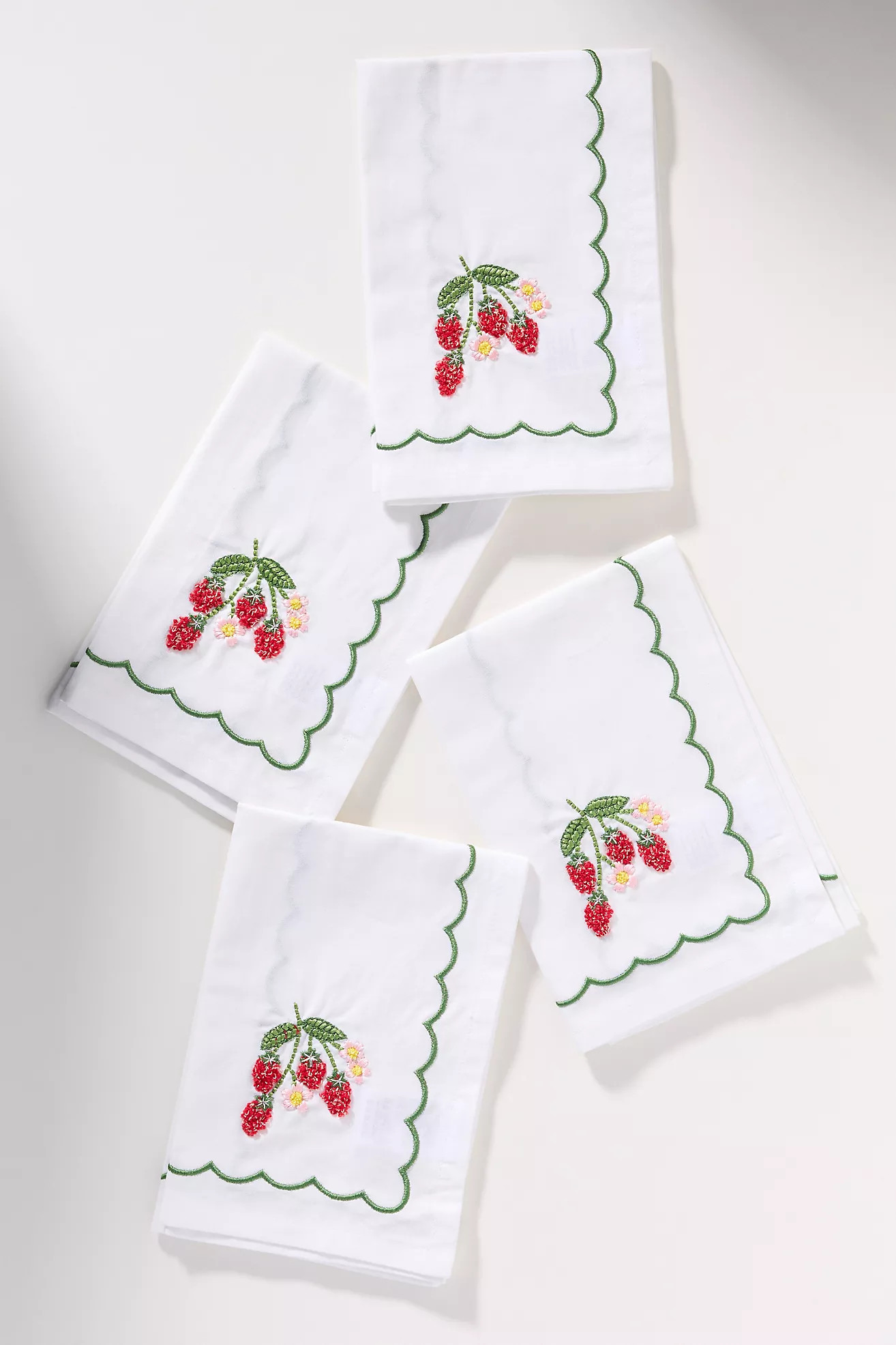 Berry Embroidered Cotton Napkins, Set of 4 | Anthropologie (US)