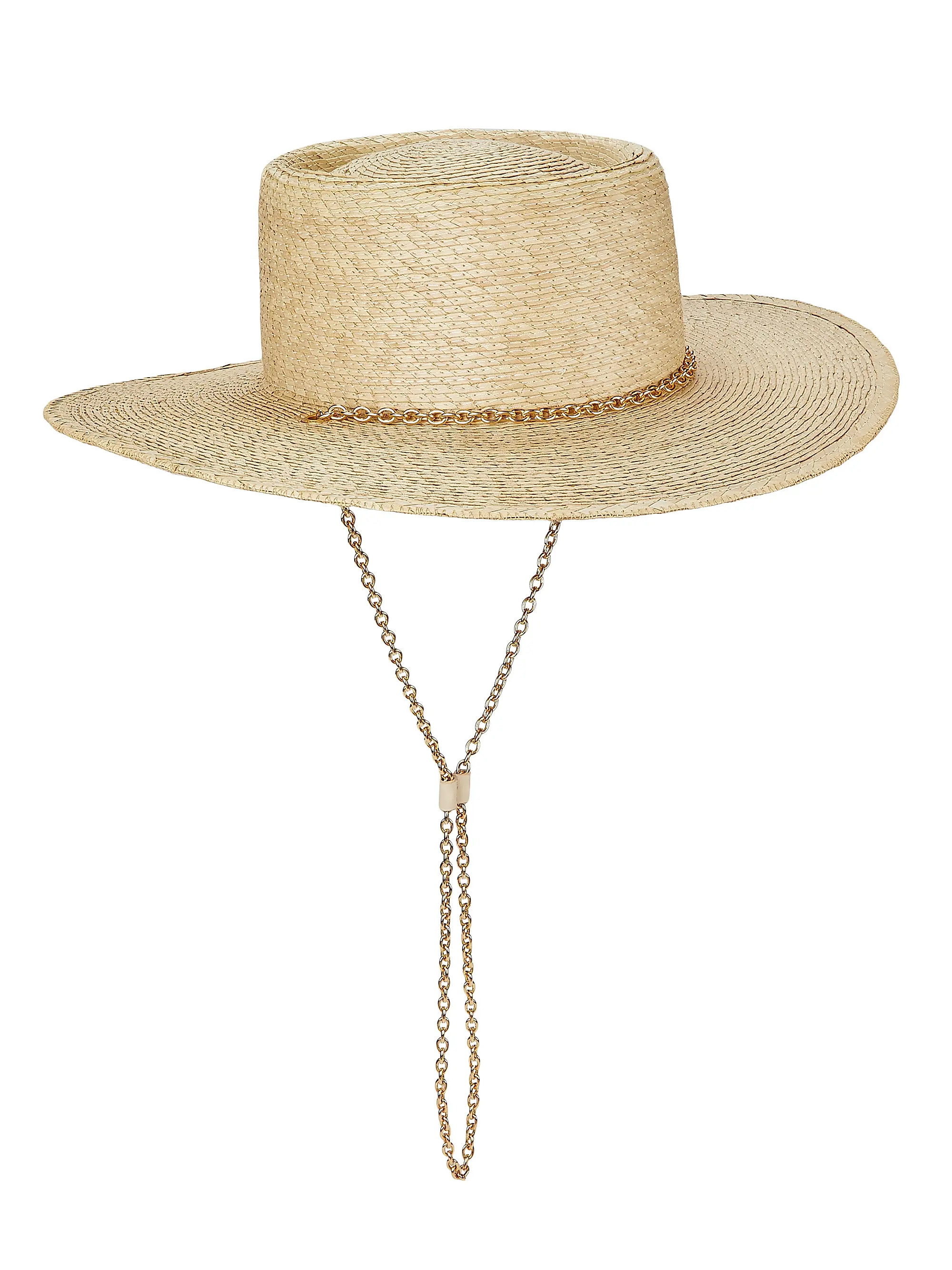 Jacque Chain-Link Straw Boater Hat | Saks Fifth Avenue