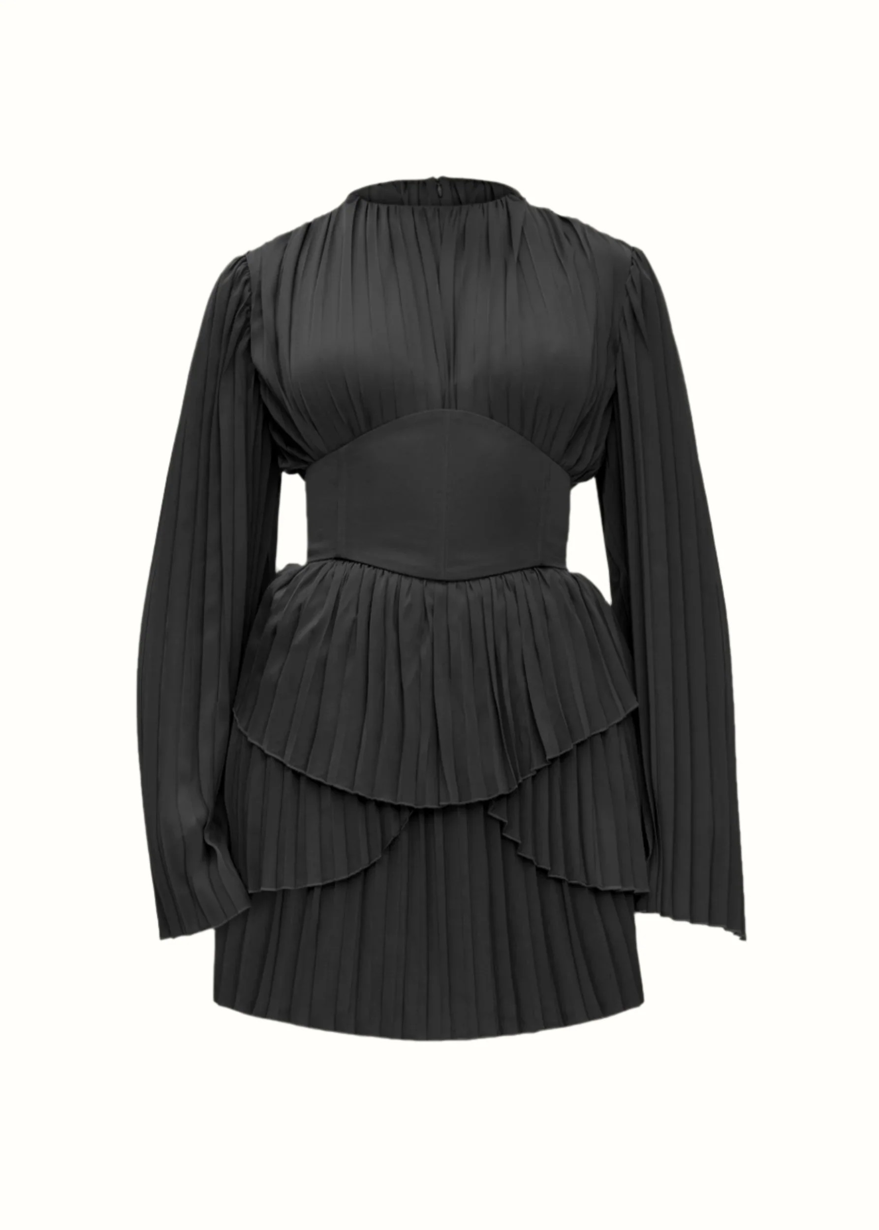 ANDREA IYAMAH LENTI PLEATED MINI DRESS - BLACK | ANDREA IYAMAH
