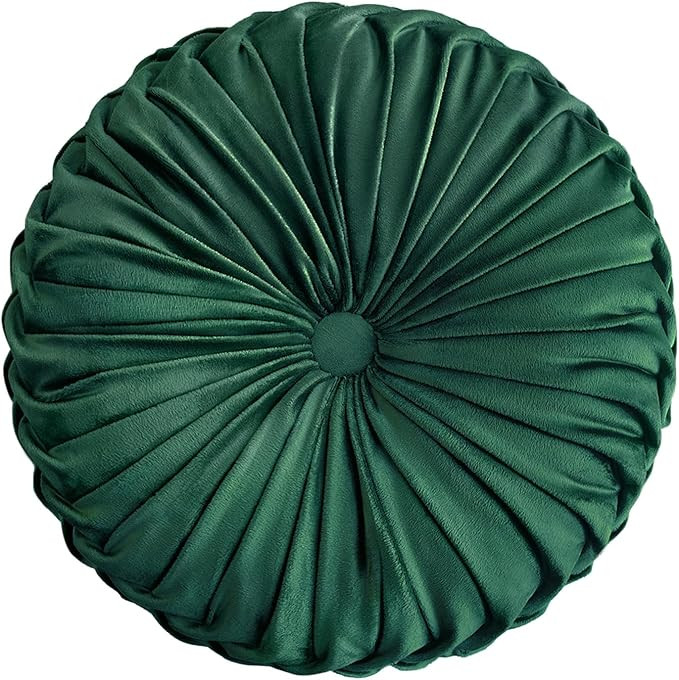 Round Throw Pillow Velvet Home Decoration Pleated Round Pillow Cushion for Couch Chair Bed Car Em... | Amazon (US)