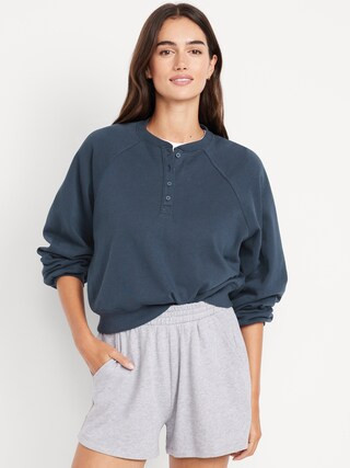 SoComfy Oversized Button-Front Sweatshirt | Old Navy (US)