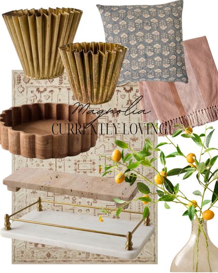 Loving these cute seasonal home decor finds from Magnolia. From the brass fluted vases, the rug and textiles, the faux orange stems and glass vase! My favorite is the marble tray. 

#LTKhome #LTKSeasonal #LTKstyletip
