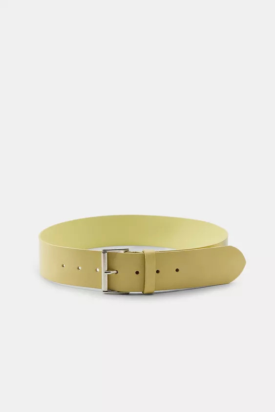 100% LEATHER BELT WITH RECTANGULAR BUCKLE | Zara UK