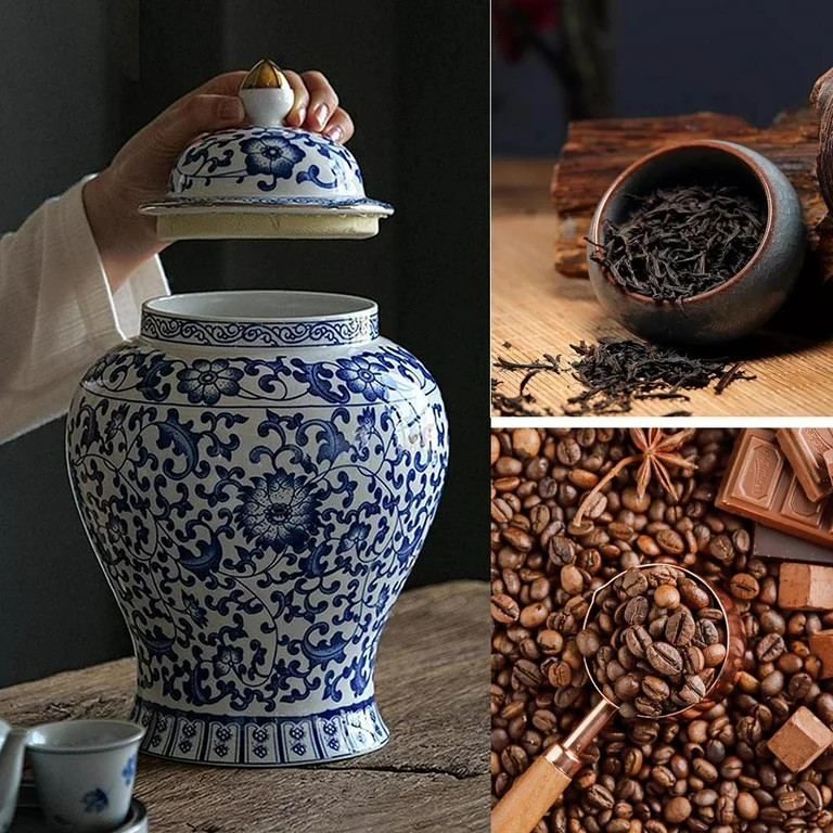 seebee Chinoiserie Blue White Ginger Jars, Porcelain Jar Tea Storage, Ceramic Decorative Ginger J... | Walmart (US)
