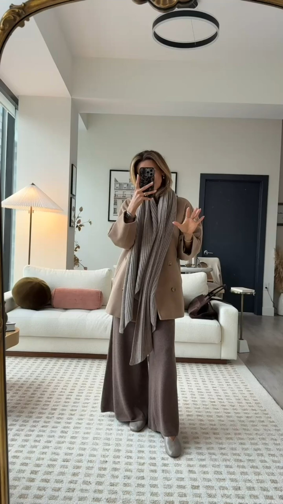 Tried mixing warm + cool tones and love the result! Comfy and cozy underneath in a cashmere set layered with a cashmere scarf and cropped camel coat. Perfect travel outfit!

#LTKTravel #LTKStyleTip #LTKGiftGuide