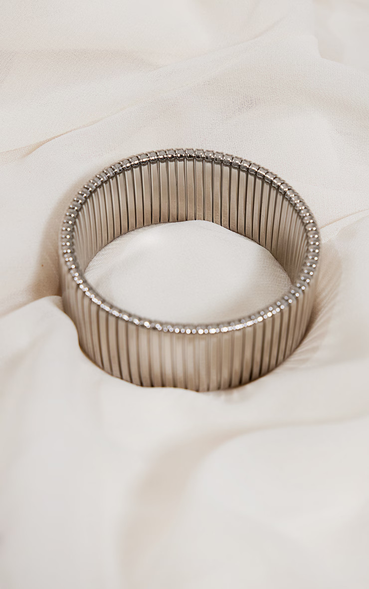 Silver Snake Chain Chunky Bangle | PrettyLittleThing US