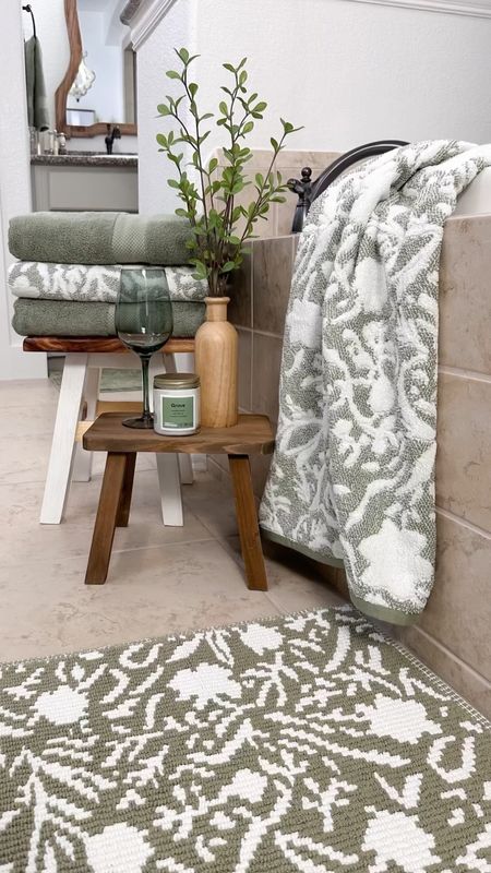 Updated my bathroom with a beautiful shade of green!  The bath towels and accessories are gorgeous!  My farmhouse wooden bathroom mirrors are on sale today!

#LTKVideo #LTKhome #LTKsalealert