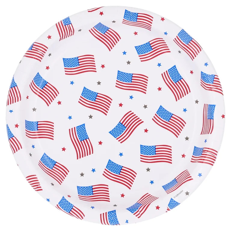 Way to Celebrate Patriotic Flag, 9", Red, White & Blue Paper Plates, 8 Count | Walmart (US)