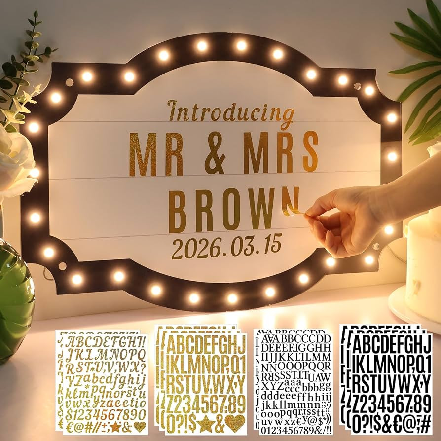 Large Personalized Wedding Bottle Service Sign, 20IN DIY LED Marquee Sign for Wedding Entrance Re... | Amazon (US)