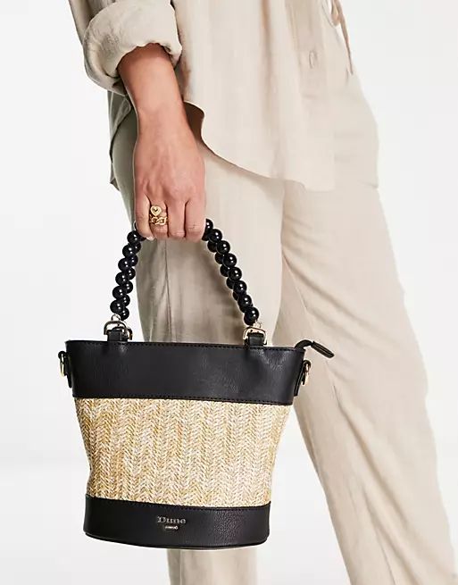 Dune straw detail mini grab bag in black | ASOS (Global)
