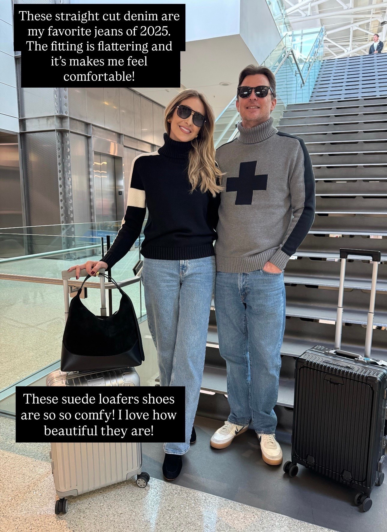 Airport outfit idea and travel outfit 
These straight cut denim are my favorite jeans of 2025.
The fitting is flattering and it's makes me feel comfortable!
These suede loafers shoes are so so comfy! I love how beautiful they are! Fits true to size and I’m wearing size small 
Airport outfit 
Travel outfit 
Winter outfit 
Snow outfit 
Apres sweater 

#LTKTravel #LTKootd #LTKU