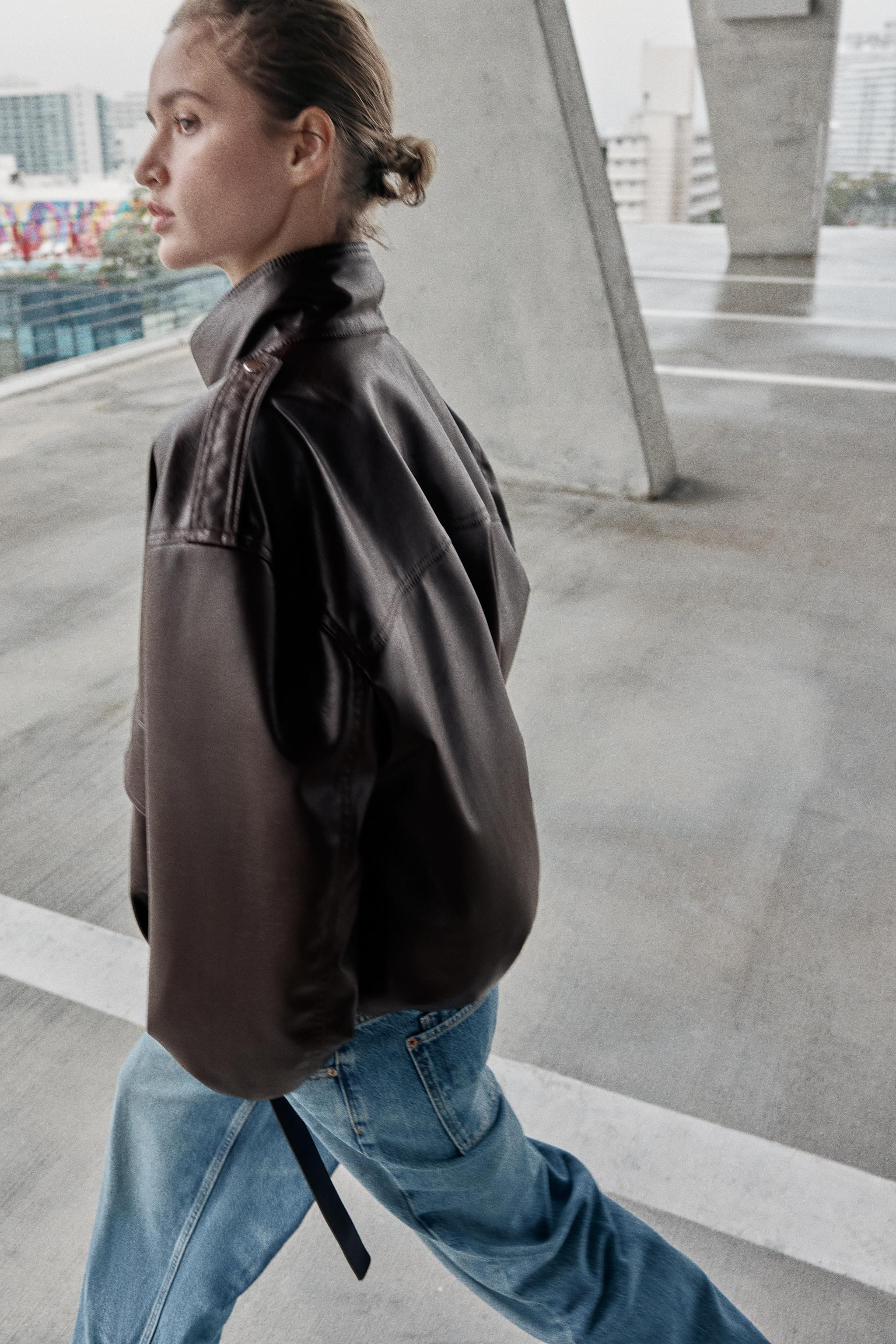 LEATHER EFFECT BOMBER JACKET | Zara UK