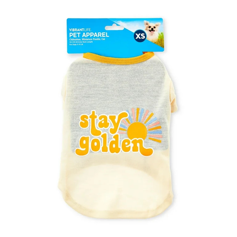 Vibrant Life, Dog and Cat Clothes, Stay Golden Pet T-Shirt, Tan, Extra Small | Walmart (US)