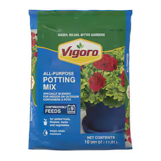 Vigoro 10 qt. All Purpose Potting Soil Mix for Indoor or Outdoor Use for Fruits, Flowers, Vegetab... | The Home Depot