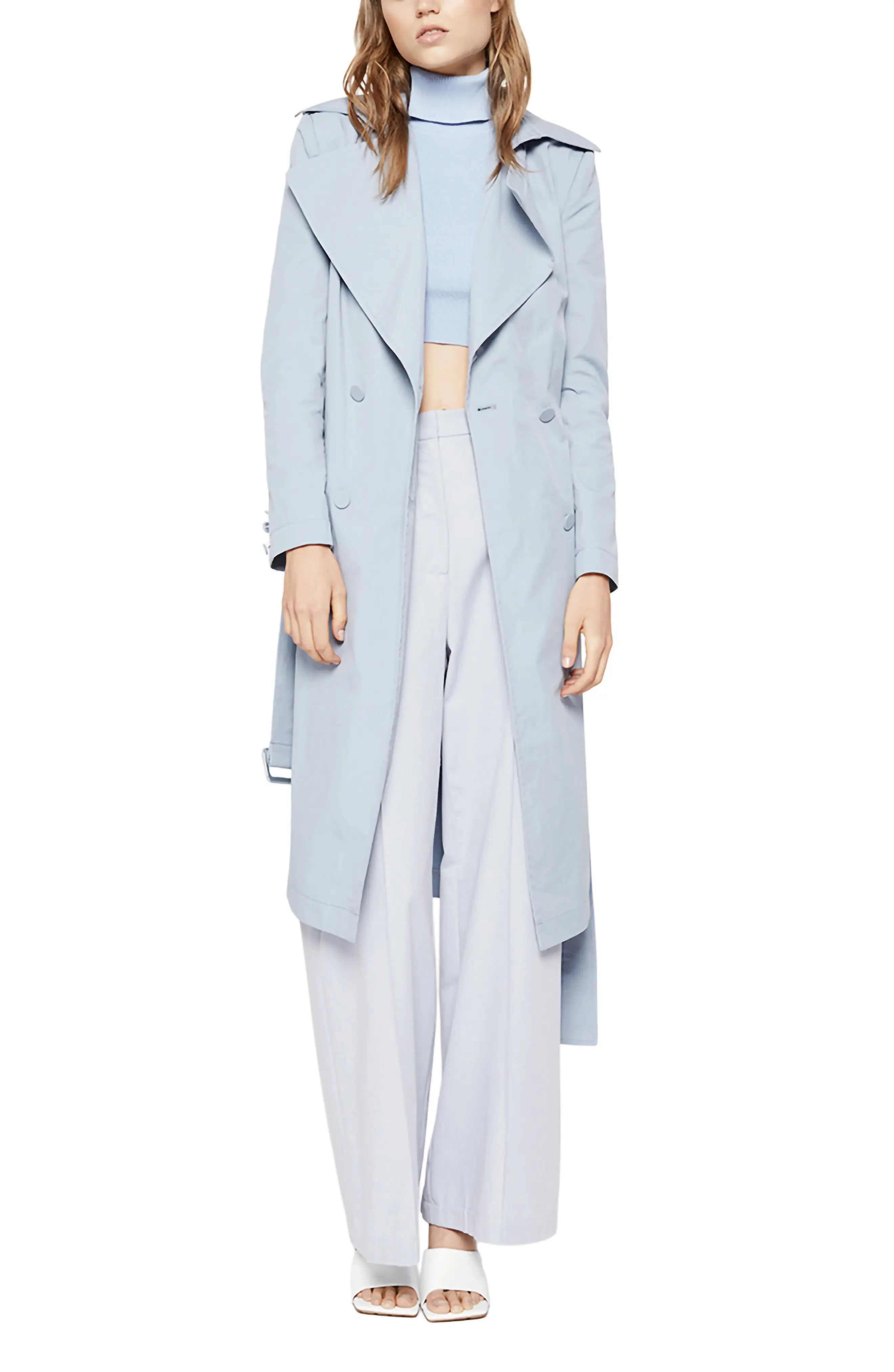 Bardot The Classic Cotton Blend Trench Coat in Sky Blue at Nordstrom, Size 6 | Nordstrom