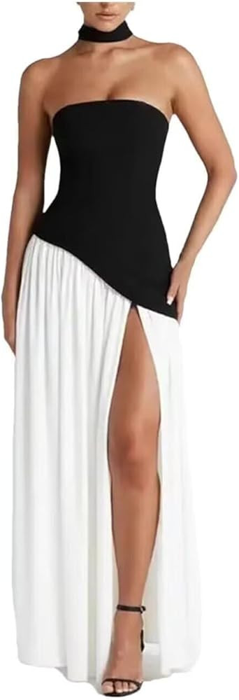 Strapless Bridesmaid Dresses with Scarf Long 2025 Maxi Dresses Satin Formal Evening Gowns with Sl... | Amazon (US)