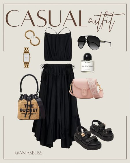Spring outfit, summer outfit, black maxi skirt, oversized aviators 

#LTKSeasonal #LTKStyleTip #LTKItBag