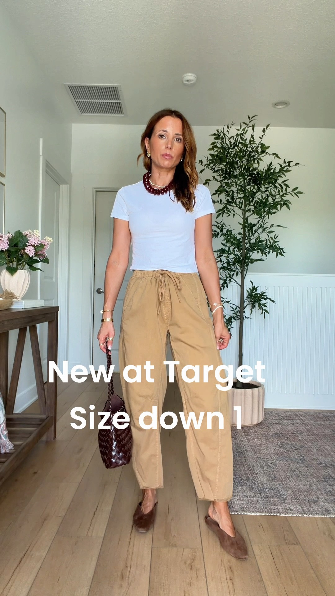 New fall arrivals from Target! Fall outfits. Fall style. Pull-on barrel leg pants in XS. Size down 1, they run big IMO. Elevated casual outfits. Mom outfits. Teacher outfits. Casual outfit. Casual style. White t-shirt in XS. Mules are TTS. 

#LTKootd #LTKSeasonal #LTKPetite