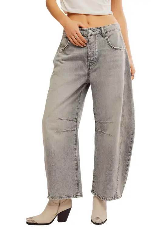 Free People Good Luck Barrel Jeans in Falcon Grey at Nordstrom, Size 27 | Nordstrom