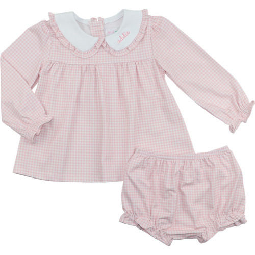 Pink Gingham Knit Diaper Set | Cecil and Lou
