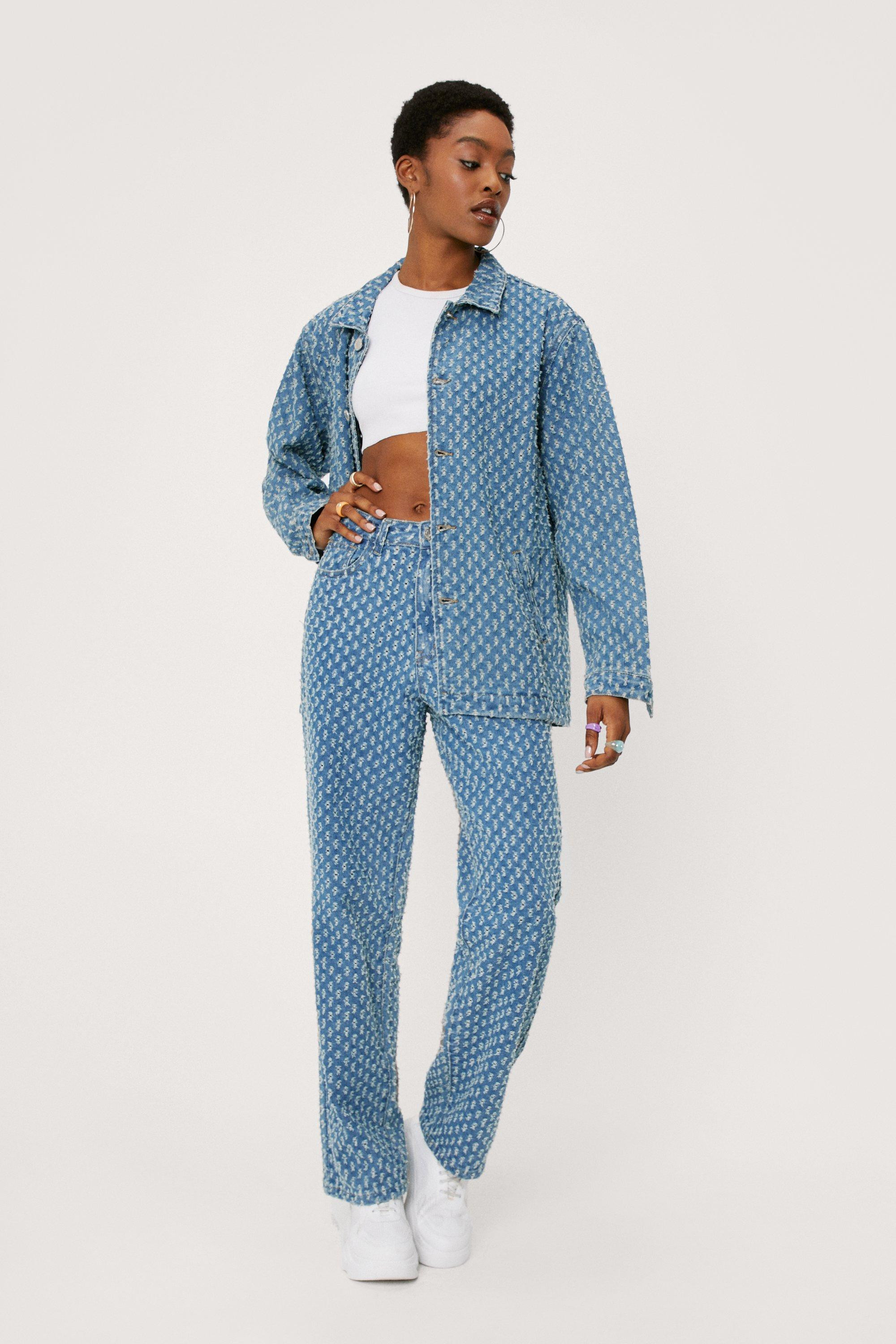 Perforated Distressed Oversized Denim Jacket | Nasty Gal (US)