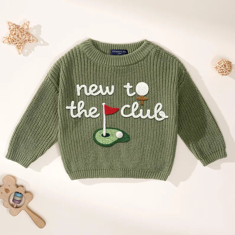 Embroidered New to the Club Sweater, Baby Golf Club, Baby Sports Team Sweater, Baby Golf Club, Da... | Etsy (Global)