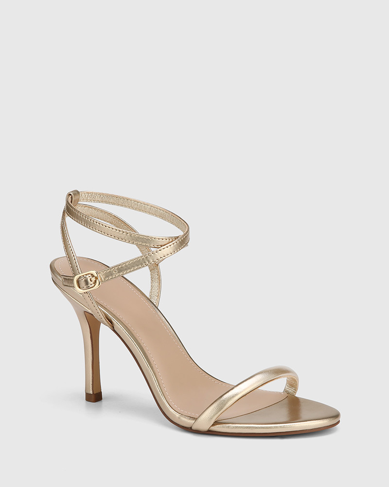 Roseta Champagne Metallic Leather Stiletto Heel Sandal | Wittner