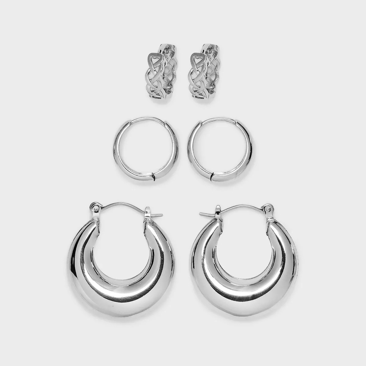 Hoop Earring Set 3pc - Wild Fable™ Silver | Target