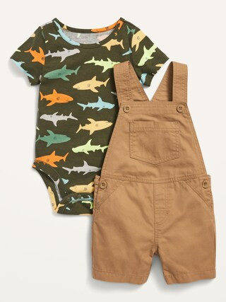 Twill Shortalls & Jersey Bodysuit Set for Baby | Old Navy (US)