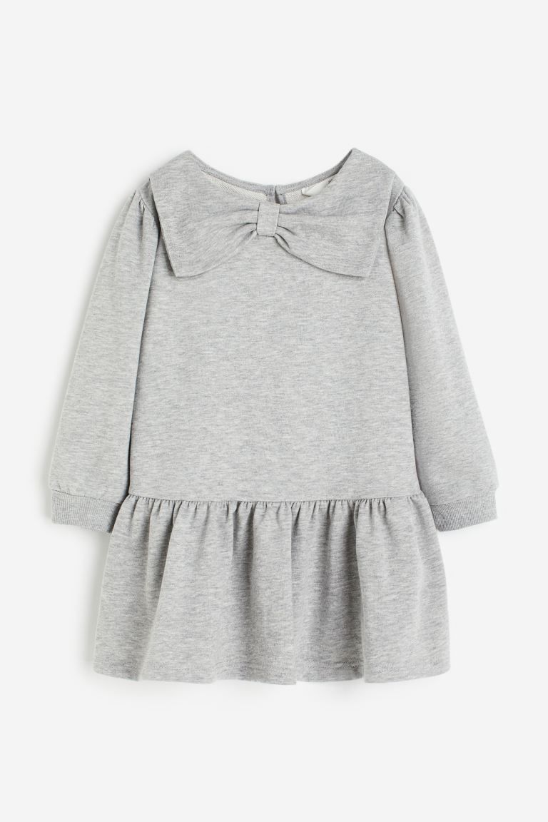 Flounce-trimmed Sweatshirt Dress - Light gray melange - Kids | H&M US | H&M (US + CA)