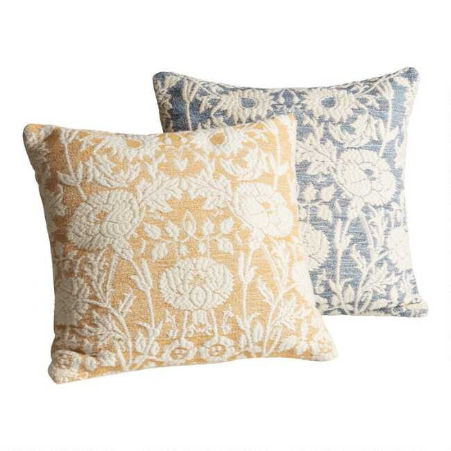 Ivory Floral Applique Throw Pillow | World Market