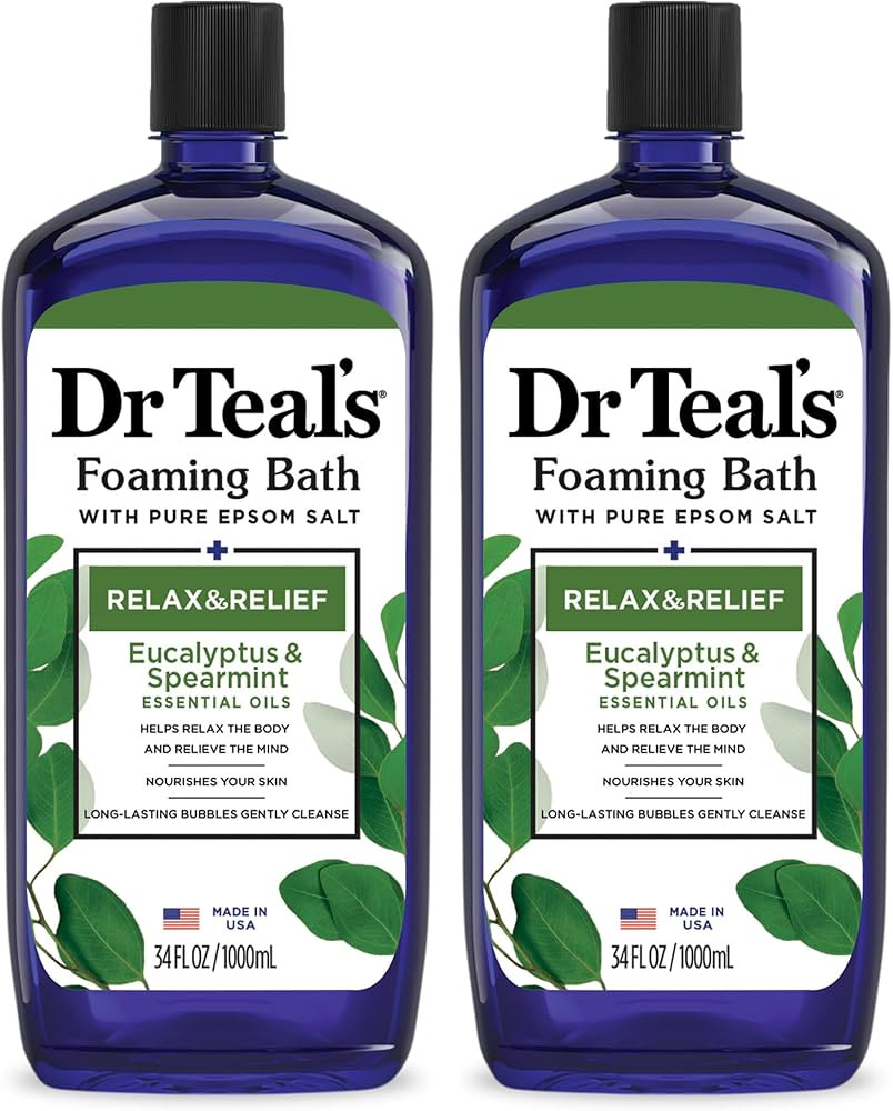 Dr Teal's Foaming Bath with Pure Epsom Salt, Relax & Relief with Eucalyptus & Spearmint, 34 fl oz... | Amazon (US)