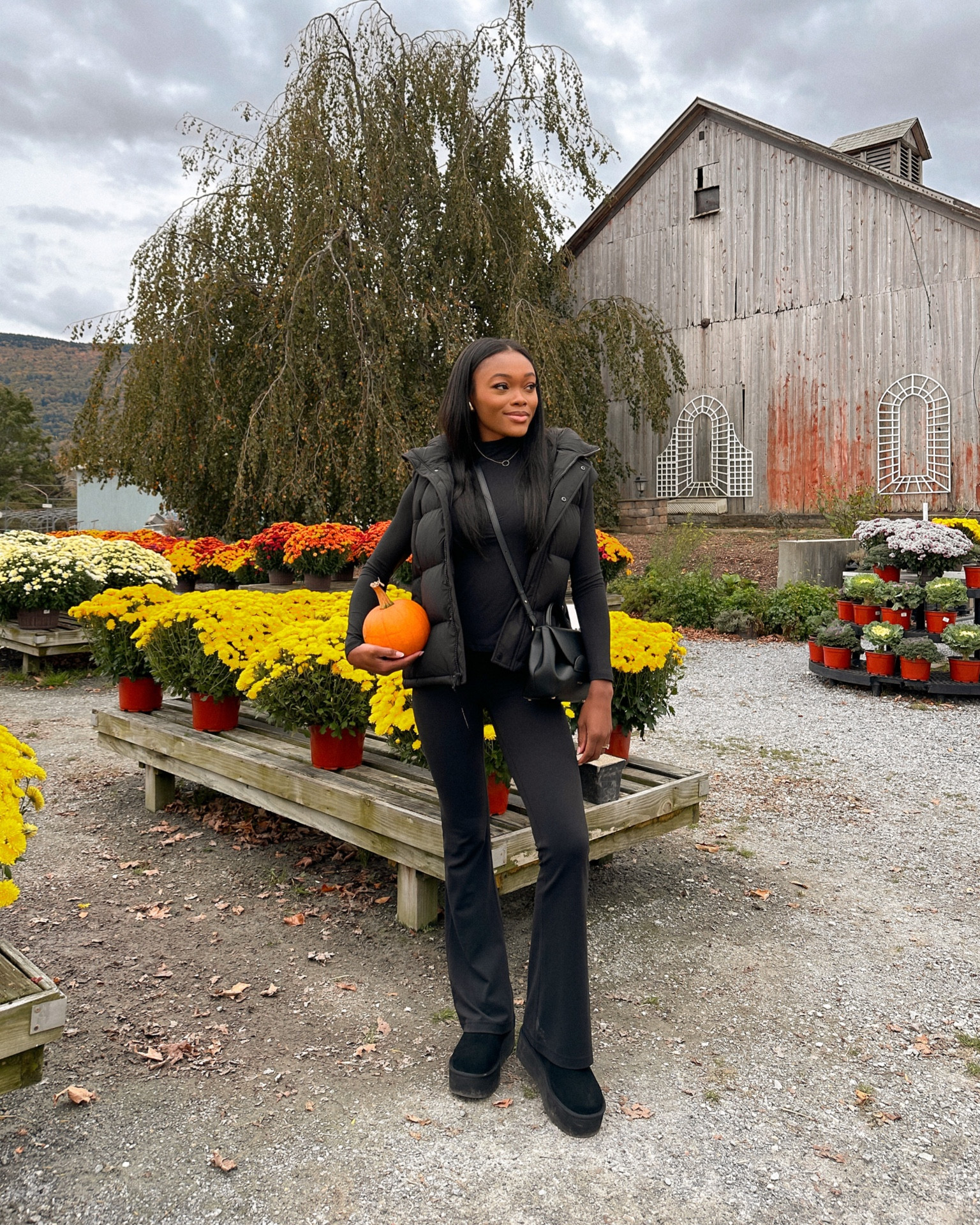 Cozy Vermont outfit of the day! I’ve been loving these lululemon flared leggings styled with a black puffer vest and platform UGGs! 🖤🍂

#LTKSeasonal #LTKshoecrush