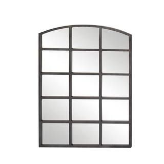 LITTON LANE 48 in. x 36 in. Arch Irregular Framed Clear Glass Industrial Wall Mirror-53392 - The ... | The Home Depot