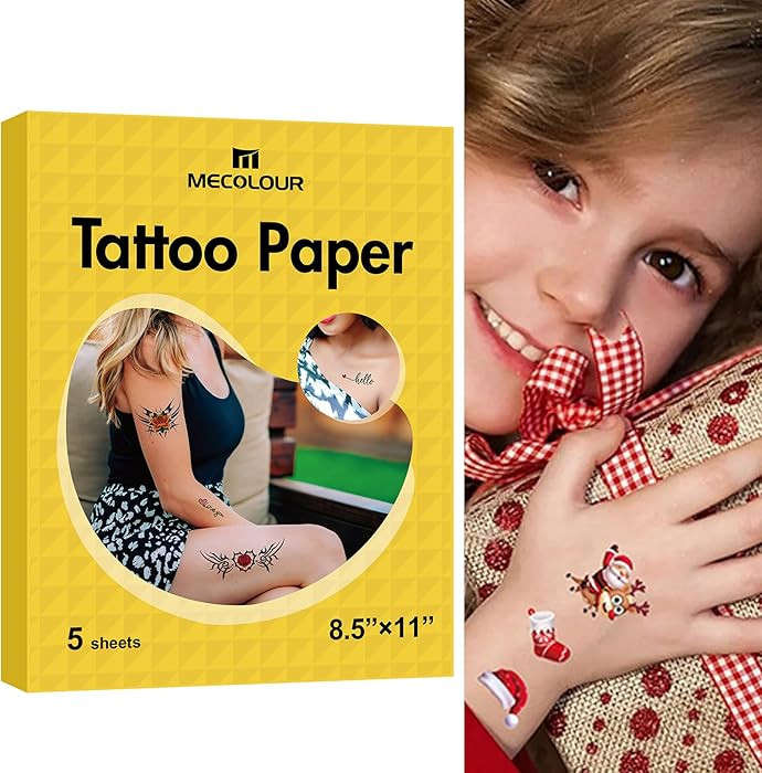 MECOLOUR Printable Temporary Tattoo Paper 8.5"X11"-5 Sets for Inkjet printer DIY Image Transfer D... | Amazon (US)