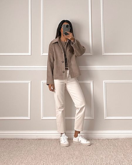 Monki beige/mole buttoned jacket
Wearing size XS

Slim high ankle jeans
Similar linked as mine are a few years old. The style is the same but the shade is slightly different.

Kicks are from Veja. Your regular size will be fine.

For reference, you may need to size up so recommend trying on/ordering your own size and the next size up.

#LTKunder100 #LTKstyletip #LTKeurope
